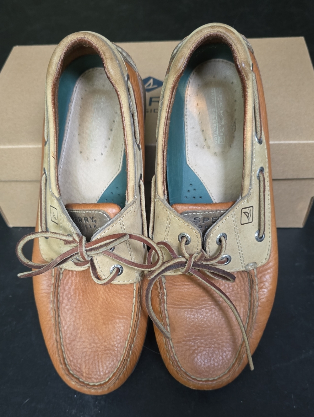 Sperry Men's Two-Tone Brown and Tan Leather Sahara Boat Shoes